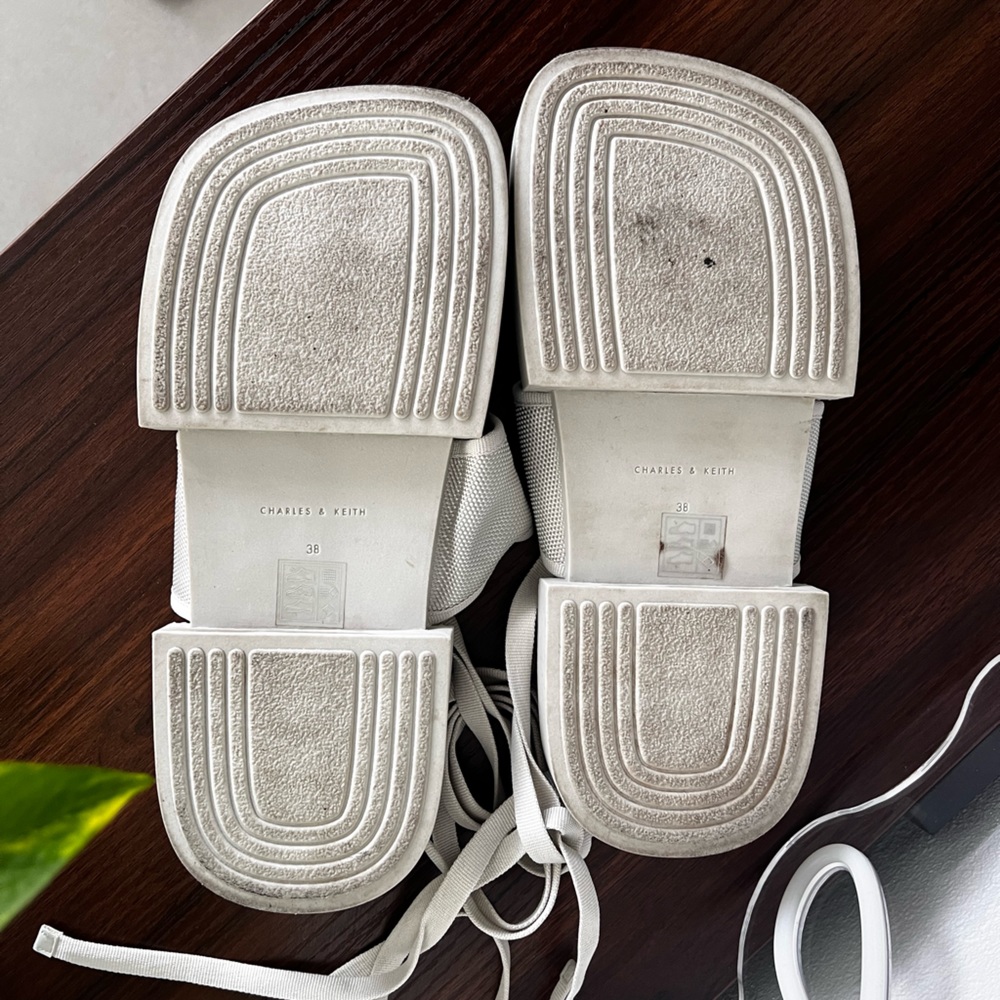 CHARLES & KEITH sandals. Alex Recycled Polyester Tie-Around Thong Sandals - Picture 4 of 8